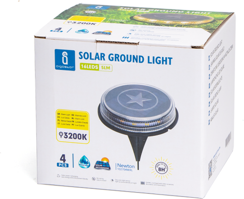 Pack 4 luz solar led suelo jardin Aigostar 3200K Luz